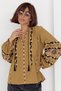 Women's Mustard New Season Raglan Sleeve Tassel Embroidered Cotton Blouse - 4