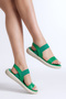 Women's Green Skin Single Strap Elastic Sandals - 2