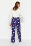 Navy 100% Cotton Heart Knitted Sleepwear Bottoms Thmaw24Pj00003 - 6