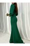 FLEXIBLE SCUBA FABRIC GREEN COLOR MERCHANT CUT NECK LONG SLEEVE EVENING DRESS GL-737 582279 - 5
