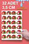 Happy New Year Sticker 3.5 Cm 32 Pieces Water Resistant New Year Christmas Figures Labels