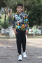 Patterned hooded unisex 2 piece top and bottom tracksuit set for ages 7-14 - 4