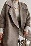 Brown and Cream Herringbone Patterned Oversized Lined Short Coat, Standard Size