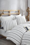 Anthracite Striped Single Duvet Cover Set (WITHOUT SHEET)