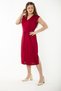 Women's Plus Size Burgundy V-Neck Belted Waist Jersey Dress 65N37259 - 4