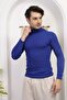 Men's Cobalt Blue Turtleneck Knitwear Lycra Sweater - 2