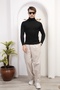 Men's Black Turtleneck Knitwear Lycra Sweater - 5