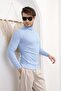 Men's Blue Turtleneck Knitwear Lycra Sweater - 6