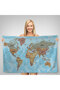Wall Cover / Carpet Detailed Current Turkish World Map Quality Canvas Fabric-3972 - 3