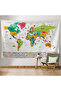 Wall Cover / Carpet Detailed Current Turkish World Map Quality Canvas Fabric-3981 - 2