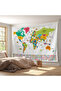 Wall Covering / Carpet Turkish Current World Map with Flag Detail -3967 - 8