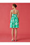 Patterned Mini Dress with Thin Straps and Tie Detail - 4