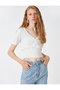 Crop Blouse Gipe Detailed V-Neck