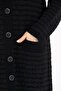 Ribbed and Cross Glitter Patterned Long Wool Oversize Knitwear Cardigan - 7