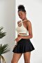 Burgu Bürümcük Fabric Mini Pleated Bottom Flared Shorts Skirt - 5