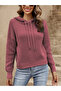Women's Hooded Knitted Long Sleeve Sweatshirt Knitwear Pullover CINNAMON - 2