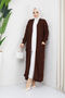 Women's Knitted Patterned Pocket Knitwear Cardigan Light Brown - 2
