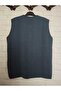 winter, steel knitted, round neck, buttoned 2-pocket short vest - 3