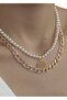 Gold women's 2-piece combination necklace with pearls