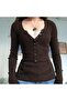 Lace Buttoned V-Neck Fairycore Brown Blouse