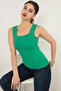 Women's Green Tank Top Thick Strap Tank Top Thin Summer Square Neck Knitwear ESP039 - 3
