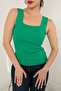 Women's Green Tank Top Thick Strap Tank Top Thin Summer Square Neck Knitwear ESP039 - 2