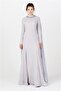 Back Tasseled Evening Dress Gray