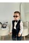 Boy's Suit - Set of 4 with Black Gabardine Vest - 8