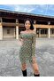 DOUBLE-BREASTED COLLAR DIGITAL PRINT LONG SLEEVE TULLE DRESS - 5