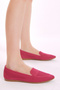 Women's Fuchsia Comfortable Fit Flat Knitted Ballerinas