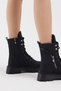 Women's Black Skin Poly Sole Zipper Detailed Comfortable Fit Lace Up Boots - 4