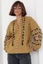 Women's Mustard New Season Raglan Sleeve Tassel Embroidered Cotton Blouse - 6