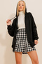 Women's Black Hooded Double Pocket Zippered Seasonal Sweatshirt ALC-667-001 - 5
