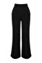 Siyah Kemer Detaylı Wide Leg/Geniş Paça Dokuma Pantolon TWOAW24PL00341 - 5