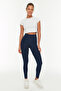 Navy Push-Up Feature Full-Length Knit Sports Leggings TWOAW21TA0030 - 2
