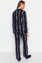 Navy %100 Cotton Striped Shirt-Pants Knit Pajama Set THMAW24PT00213 - 7