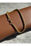 Gold Color Wheat Mesh Steel Unisex Bracelet - 5