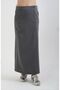 Anthracite Poly Striped Skirt with Side Slits - 3