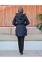 KMKKOMBİN Short Bonded Fabric Fur-Trimmed Hooded Winter Coat with Elastic Waist OZALTAY - 2