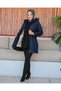 KMKKOMBİN Short Bonded Fabric Fur-Trimmed Hooded Winter Coat with Elastic Waist OZALTAY