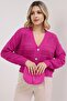 Women's Fuchsia Summer Hollowed Buttoned Cardigan - 6