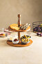 JustWood 2-Tier Flat Plate Wooden Cake Pastry Presentation Stand, Serving Plate, Treats