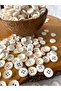 11.5 mm White - Orange Polyester Button (30 Pcs)