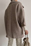 Brown and Cream Herringbone Patterned Oversized Lined Short Coat, Standard Size - 5