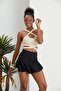 Burgu Bürümcük Fabric Mini Pleated Bottom Flared Shorts Skirt - 6