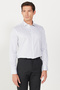 Men's White-Green Slim Fit Slim Fit Classic Collar 100% Cotton Striped Shirt - 5