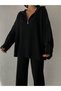 Knitted Detail Oversized Sweater Pants Knit Top and Bottom Set - 3