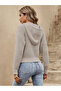 Women's Hooded Knitted Long Sleeve Sweatshirt Knitwear Pullover STONE - 2
