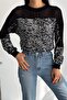 Women's Black Complete Sequin Embroidered Chiffon Detailed Blouse - 3
