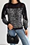 Women's Black Complete Sequin Embroidered Chiffon Detailed Blouse - 4